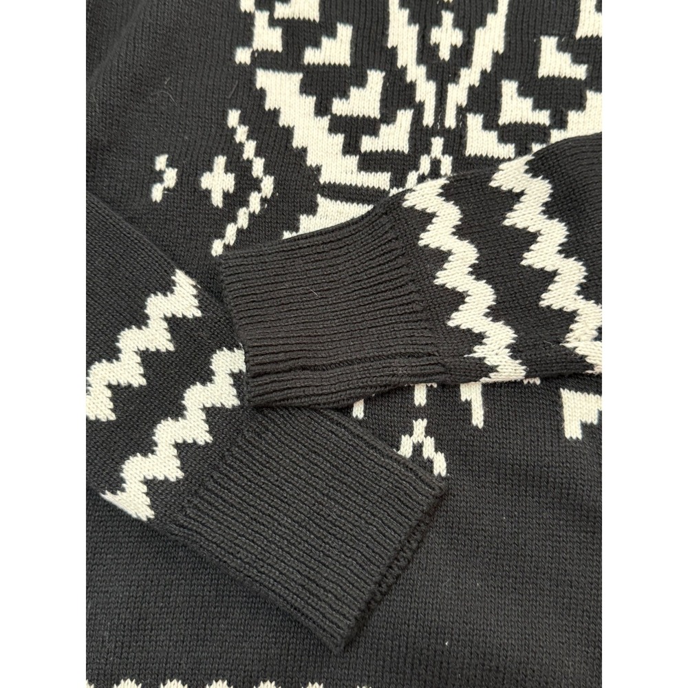 T by Talbots Womens Black Snowflake Fair Isle Mock Neck Zip Sweater Size S - Picture 6 of 14